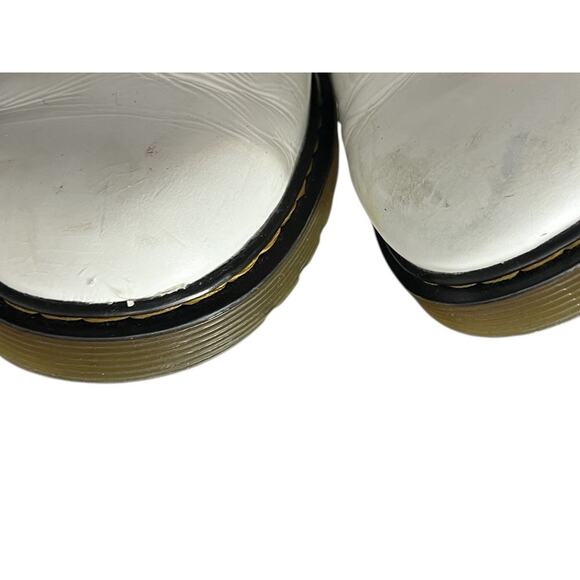 Dr. Martens White Leather Round Toe Lace Up Zip Ankle Boots 4 Youth Punk Emo - Picture 7 of 9